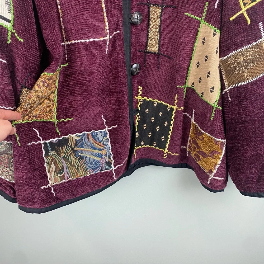 Vintage Nouveau Monde Horse Western Boho Patchwork boho Jacket size 2X